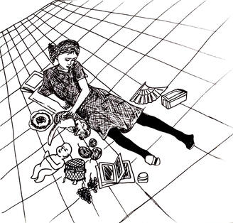 Niña sobre una alfombra roja (1912)